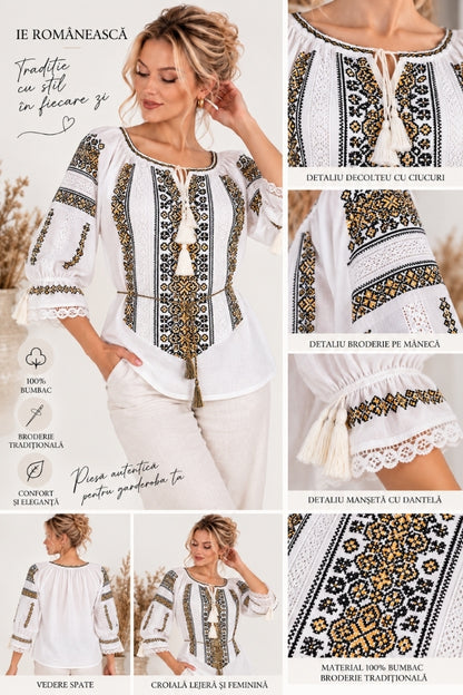 Bluza dama O26F alb/negru