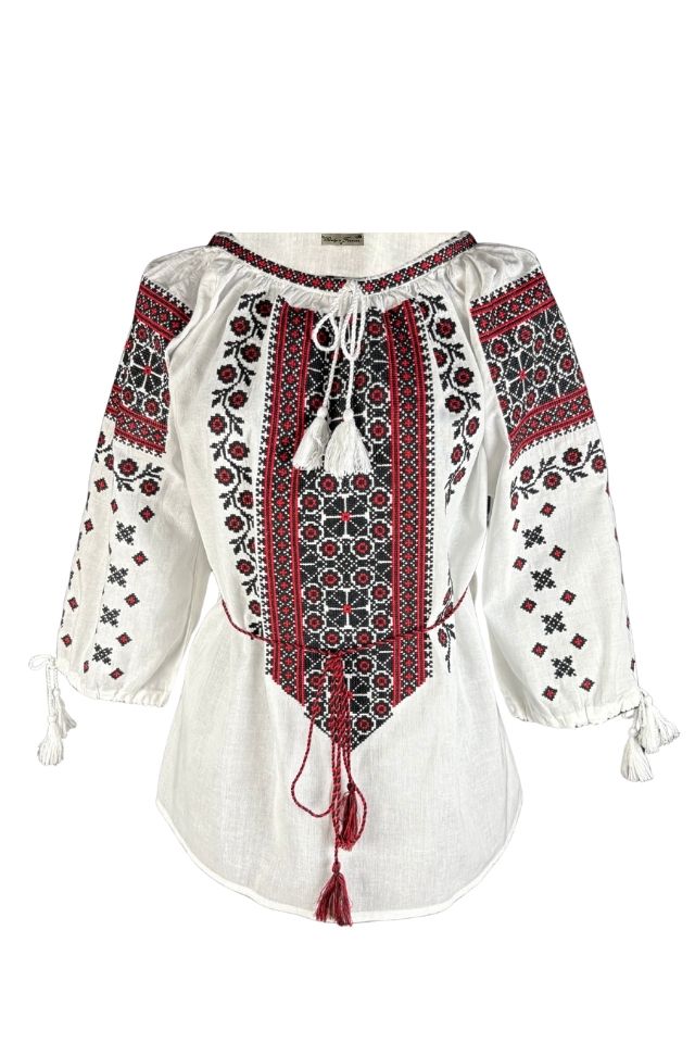 Bluza dama RA25 alb/rosu