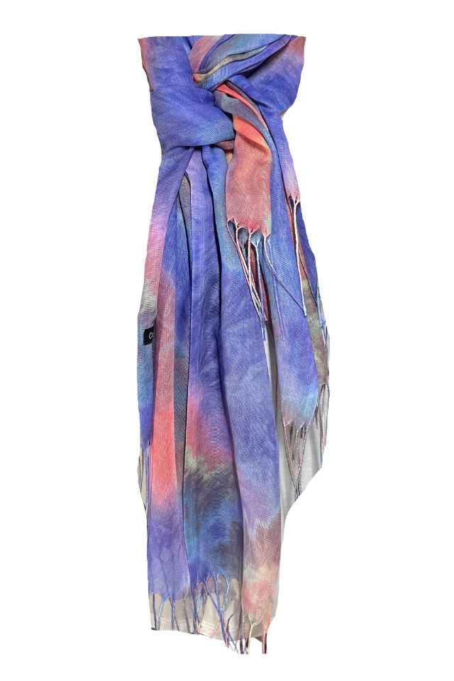 Esarfa curcubeu din casmir, Dacali, mov/roz, 185 x 75 cm