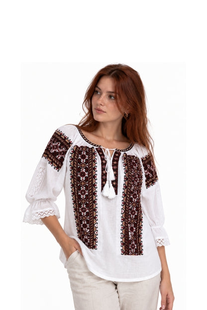 Bluza dama O26F alb/rosu