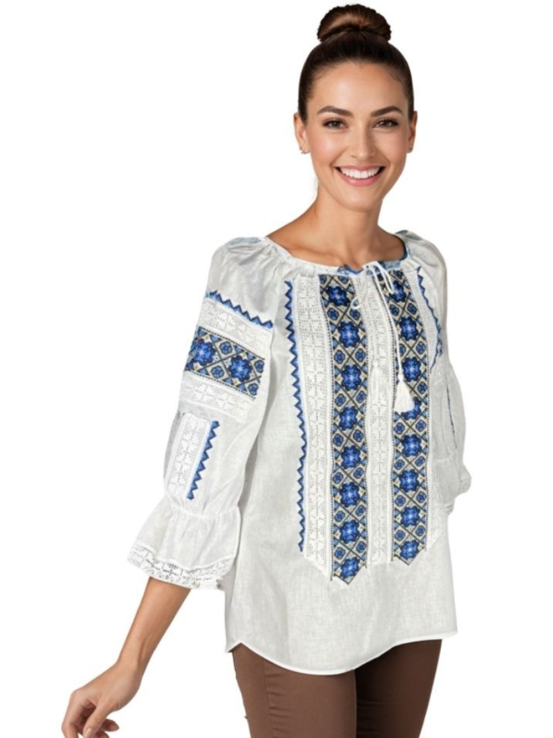 Bluza dama RFN 2 alb/albastru