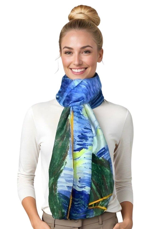 Esarfa tip sal pictata multicolor, Dacali, bleu