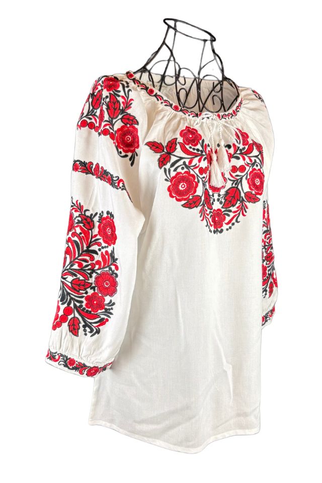 Bluza tip ie dama R25 alb crystal/rosu