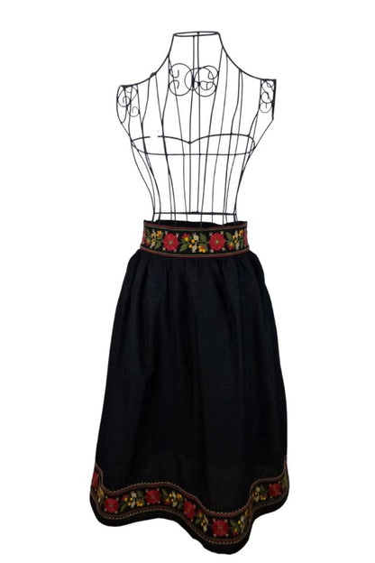 Fusta dama traditionala, negru/verde