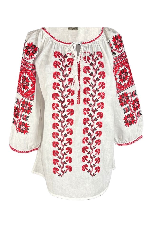 Bluza dama RSL5 alb/rosu