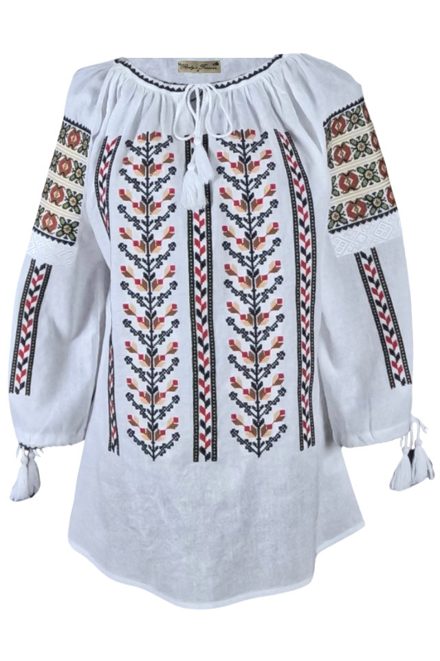 Bluza tip ie dama B23 alb/rosu