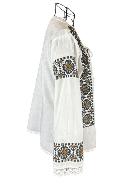 Bluza dama tip ie I26 alb/maro inchis