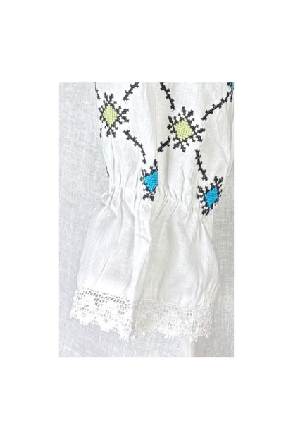 Bluza dama O25 alb/albastru deschis