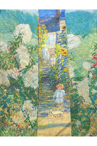 Esarfa patrata CO dama, Dacali, galben/albastru, 70x70 cm