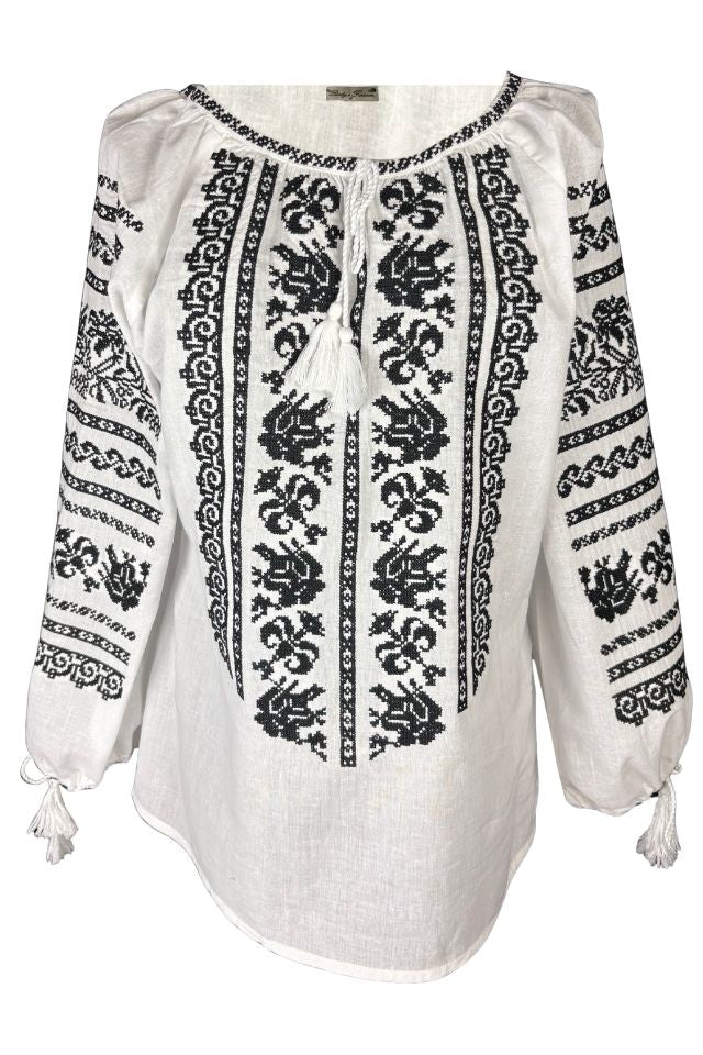 Bluza dama O25 alb crystal/negru
