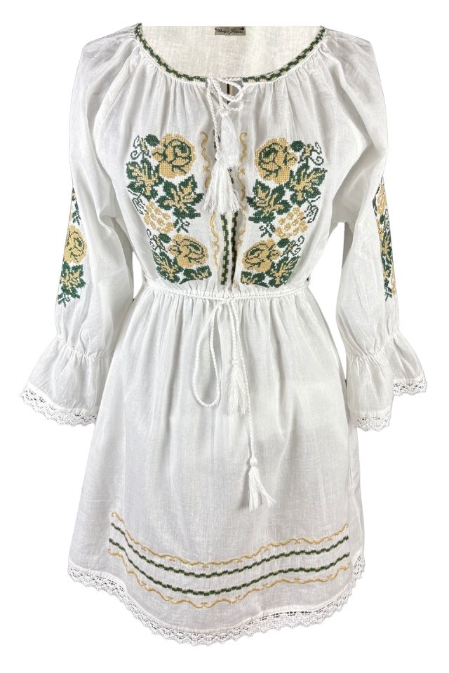 Rochie fete F26 alb/bej