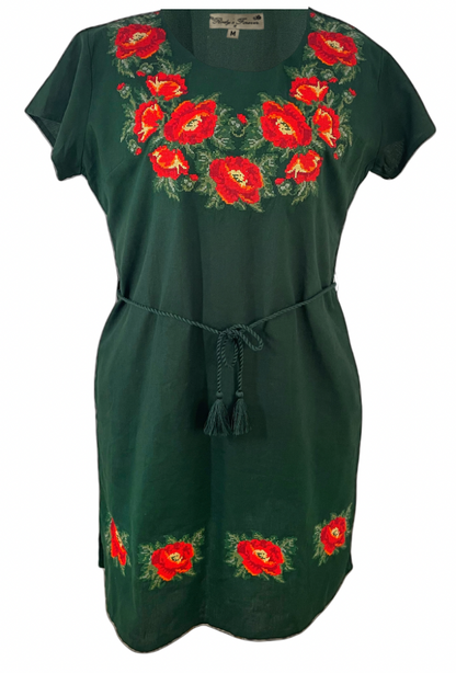 Rochie casual dama R777, verde/rosu