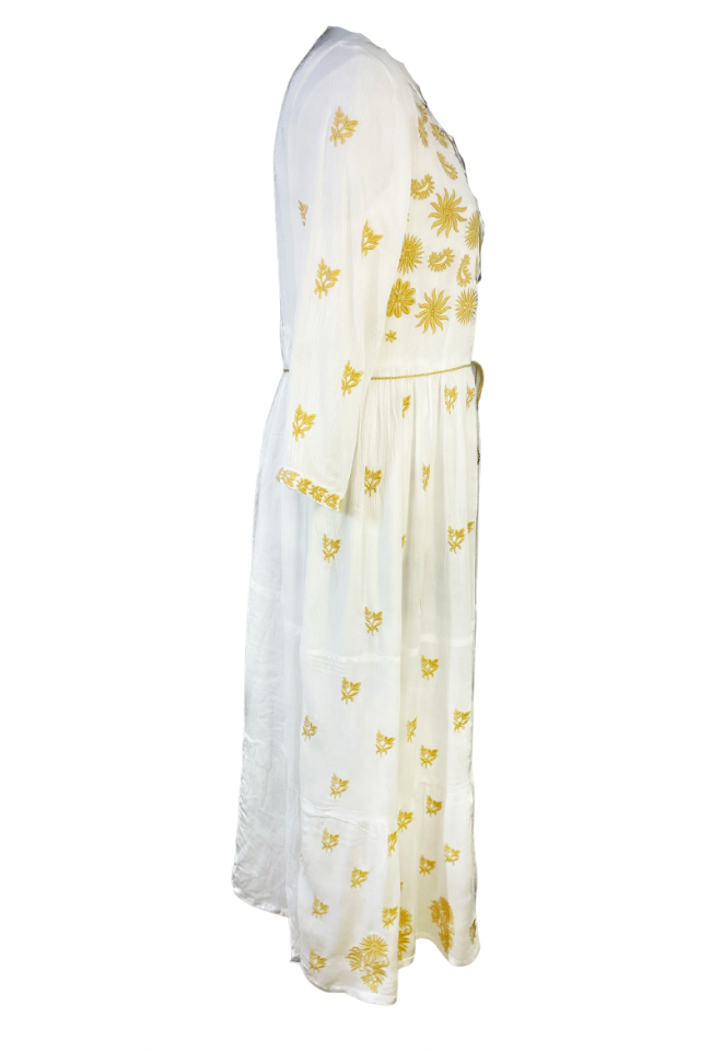 Rochie dama casual, alb crystal/crem