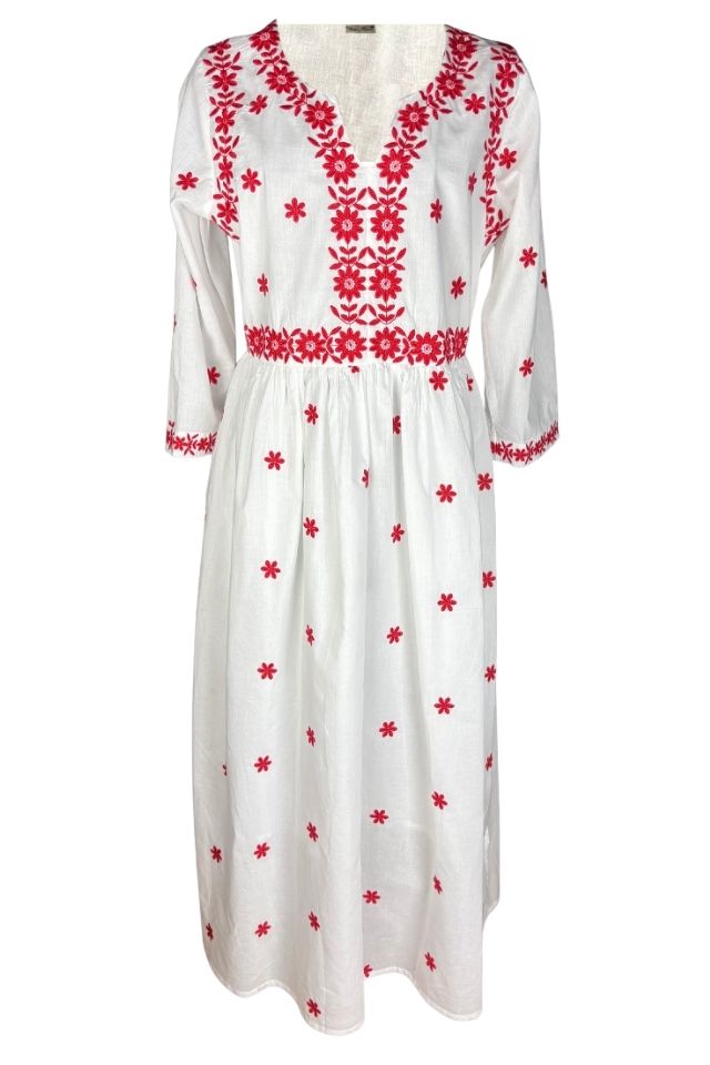 Rochie dama S25 alb/rosu