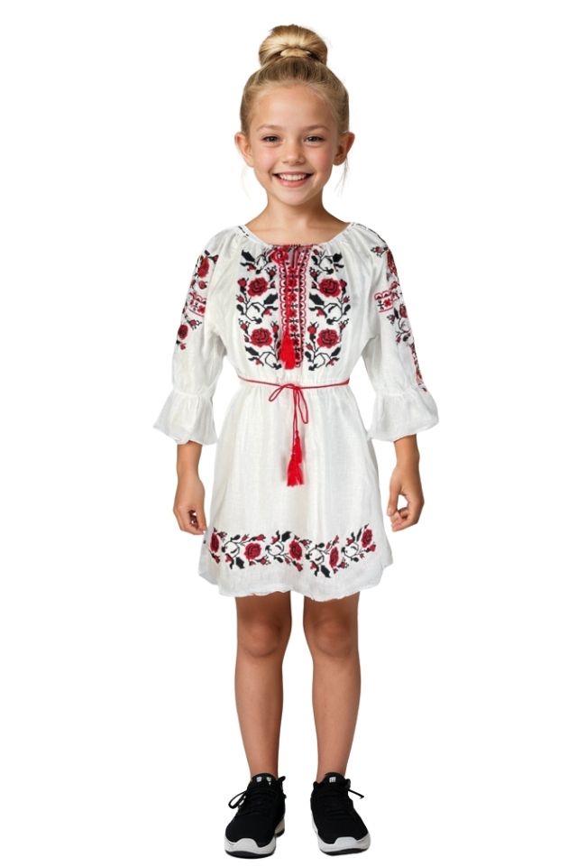 Rochie fete CPC alb/rosu