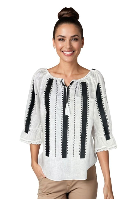Bluza dama RFN 2 alb/negru mahon