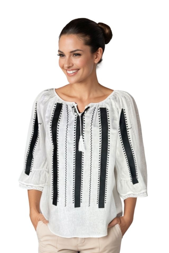 Bluza dama RFN 2 alb/negru mahon