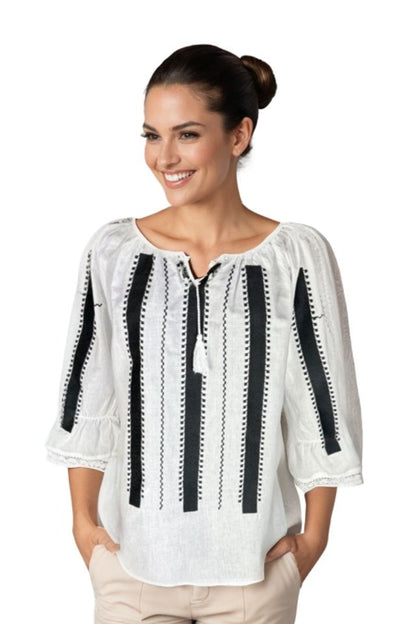 Bluza dama RFN 2 alb/negru mahon