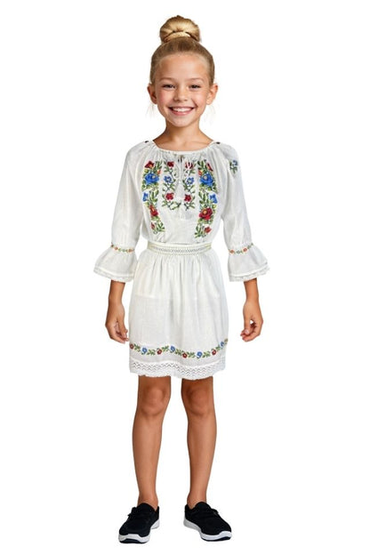 Rochie fete tip costum CPC alb/verde