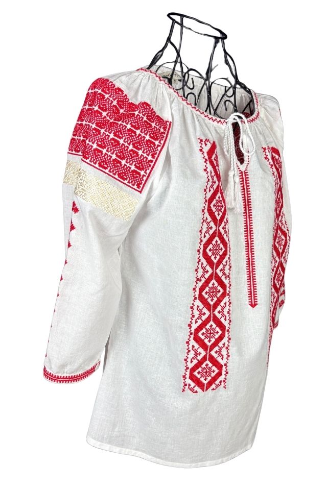 Bluza dama A26 alb/rosu