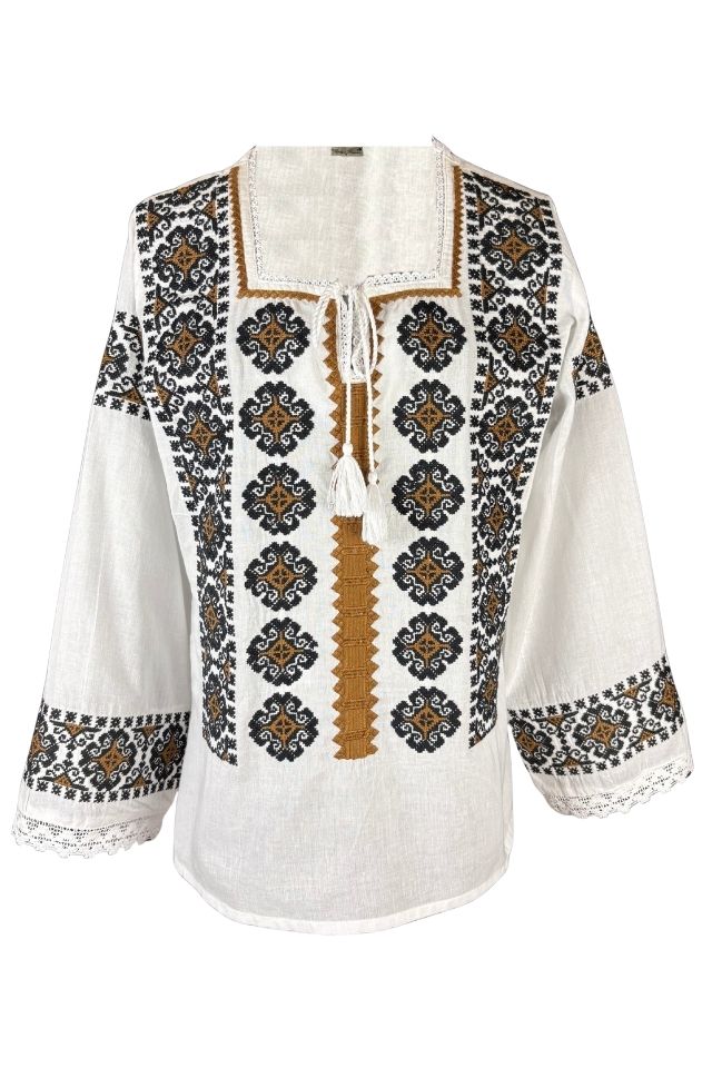 Bluza dama tip ie I26 alb/maro inchis
