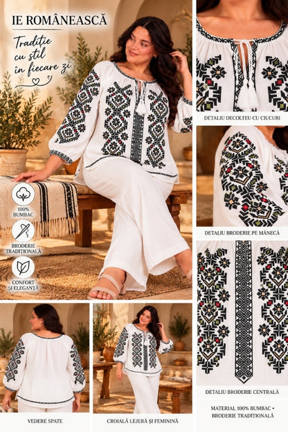 Bluza dama OG26 alb/negru