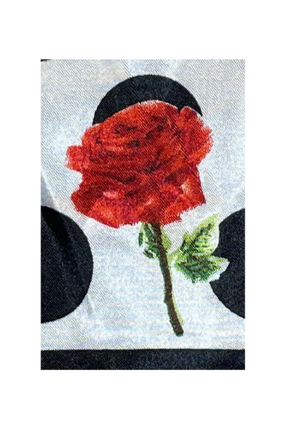 Esarfa dama cu buline, Dacali, alb/negru, 60x60 cm