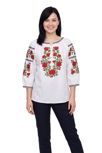 Bluza dama IL26 alb/rosu