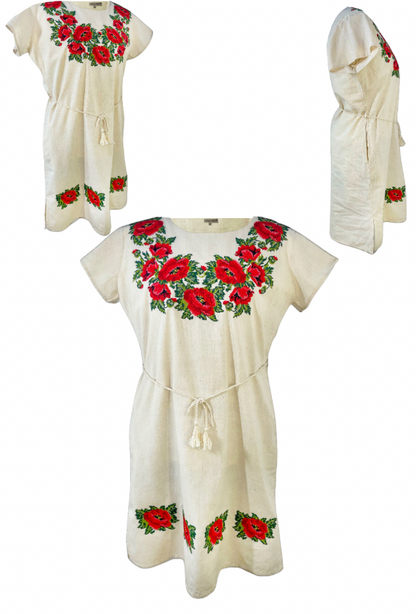 Rochie casual dama R777,  bej/rosu