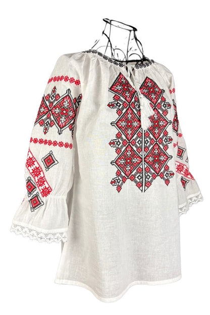 Bluza dama tip ie R256  alb/rosu