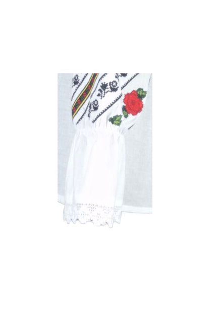 Bluza dama tip ie 124, alb natural/rosu antichizat