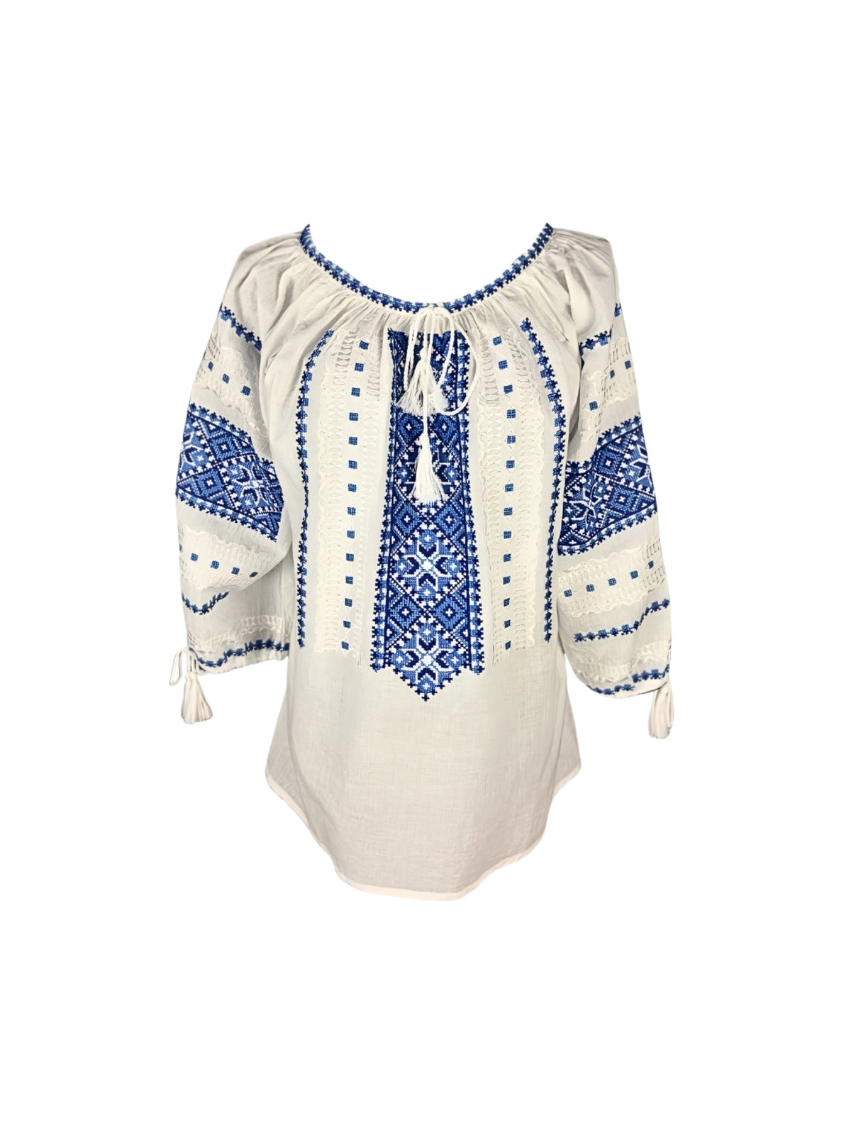Bluza dama IL26 alb/albastru