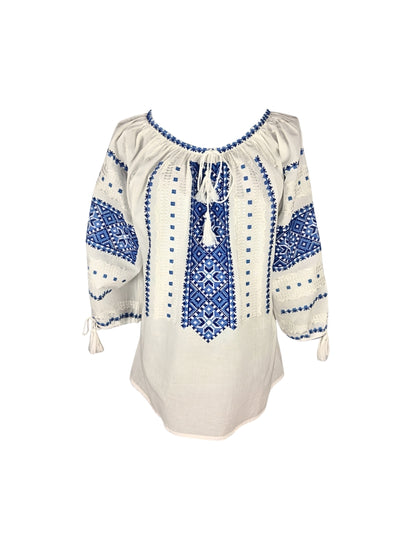 Bluza dama IL26 alb/albastru