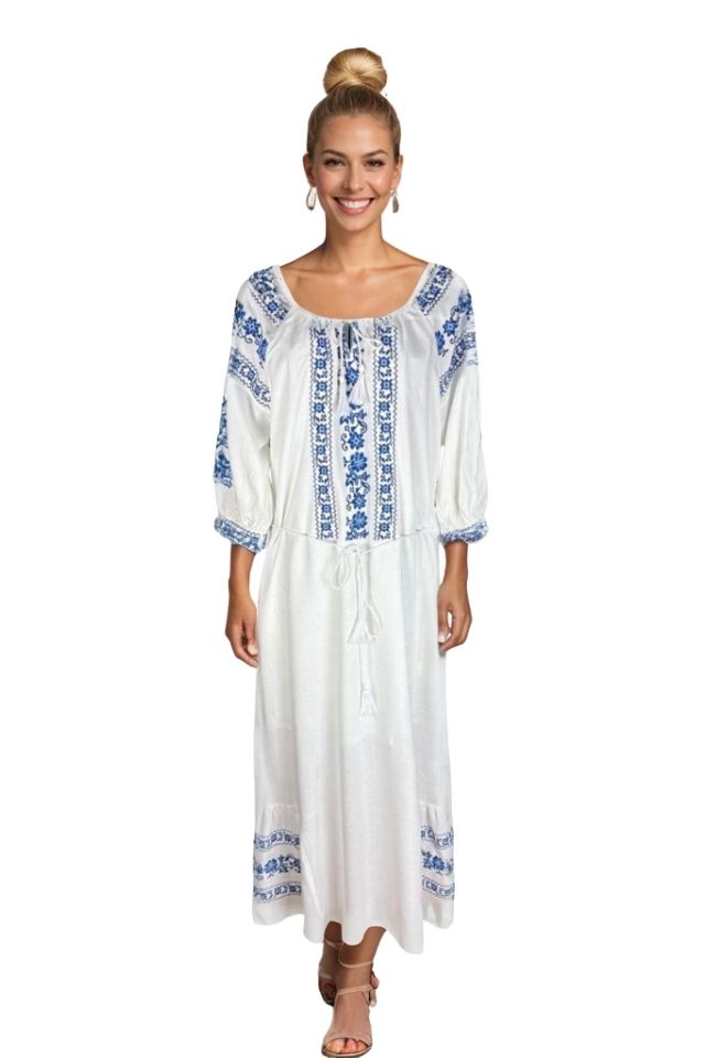 Rochie dama S25 alb/albastru