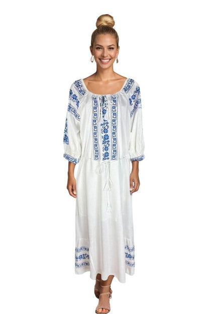 Rochie dama S25 alb/albastru