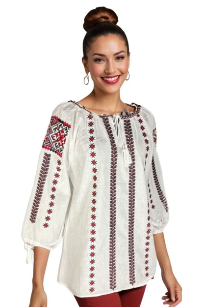 Bluza dama DEC alb/rosu bordo