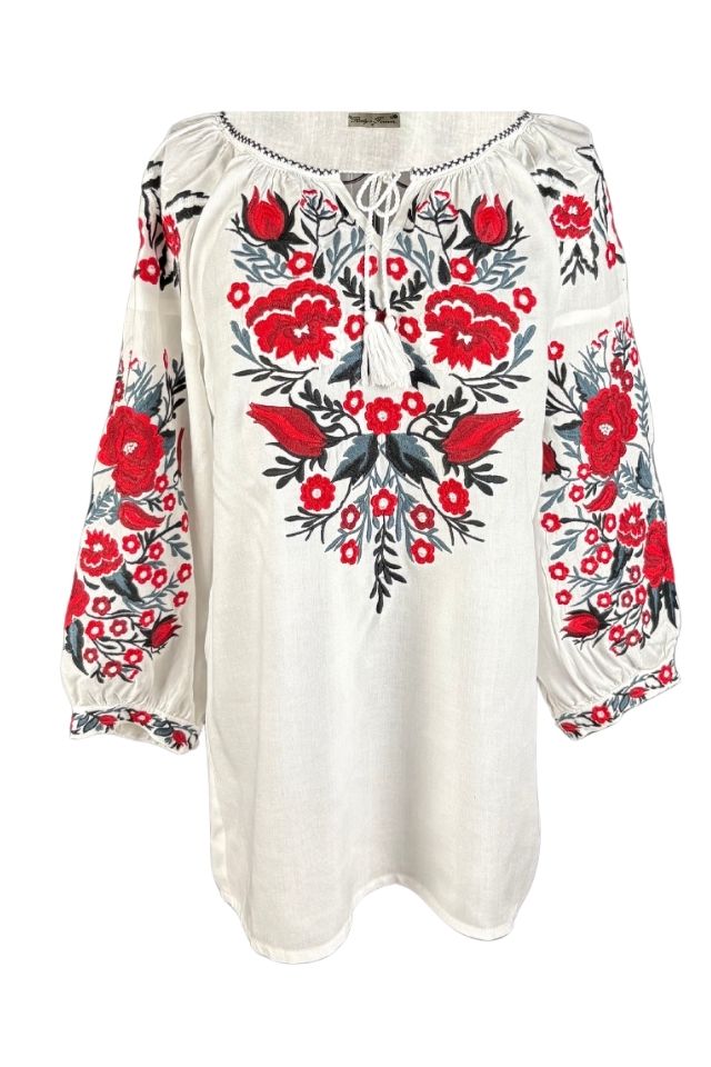 Bluza dama RA25 alb/rosu bordo
