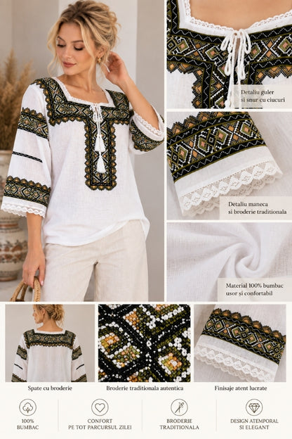 Bluza dama SE26F alb/bej