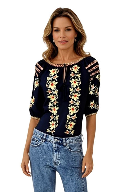 Bluza tip ie dama R24, negru/portocaliu