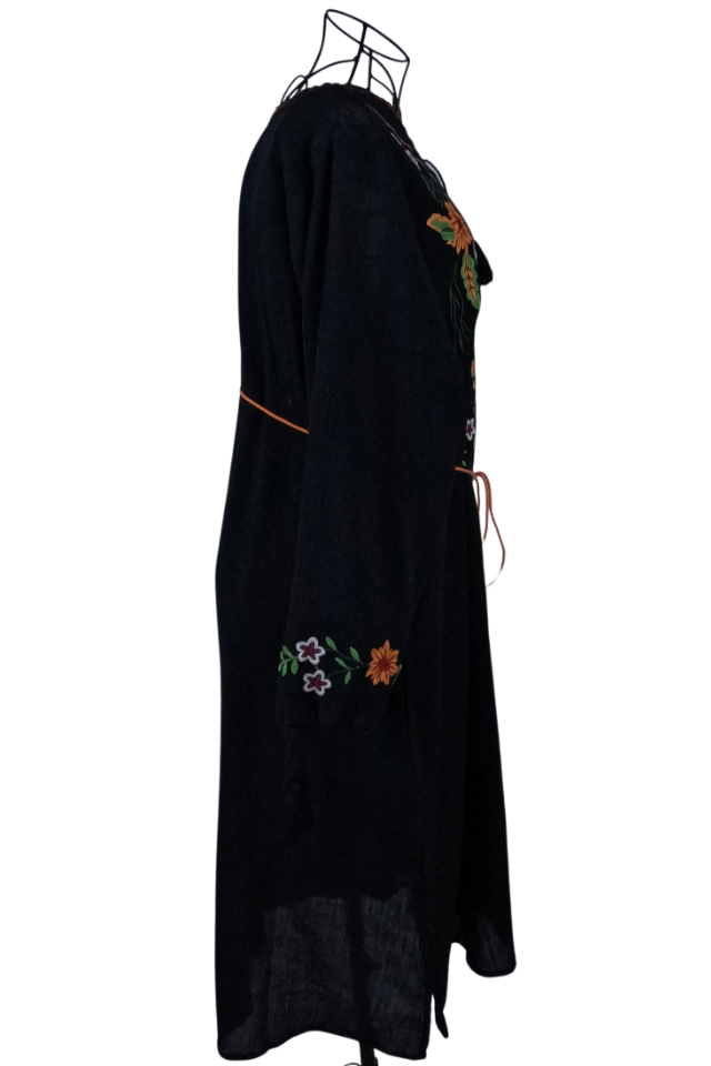 Rochie traditionala dama R, negru mahon/portocaliu