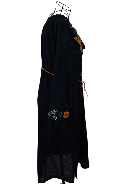 Rochie traditionala dama R, negru mahon/portocaliu
