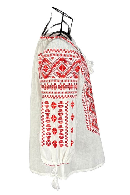 Bluza dama RS25 alb pur/rosu