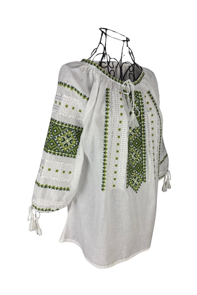 Bluza dama IL26 alb/verde