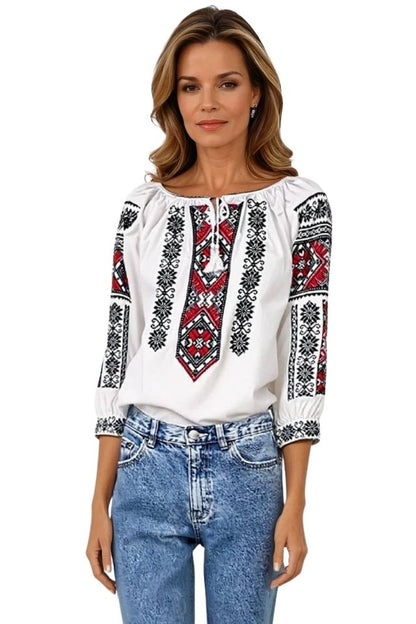 Bluza dama tip ie 257 alb crystal/negru