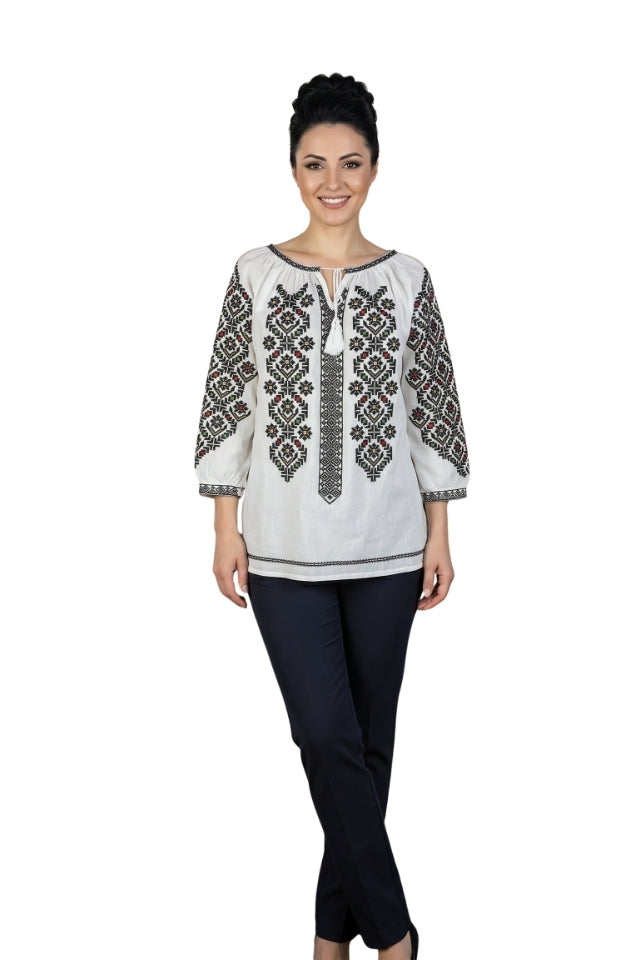 Bluza dama IU26 alb/bej