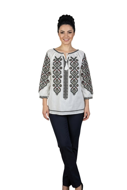 Bluza dama IU26 alb/bej