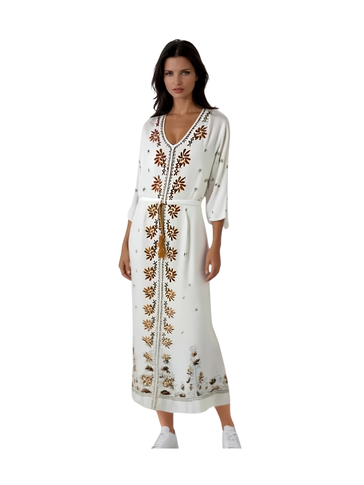 Rochie dama casual RL24, alb crystal/crem