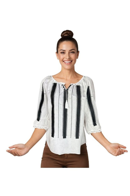 Bluza dama RFN 2 alb/negru mahon