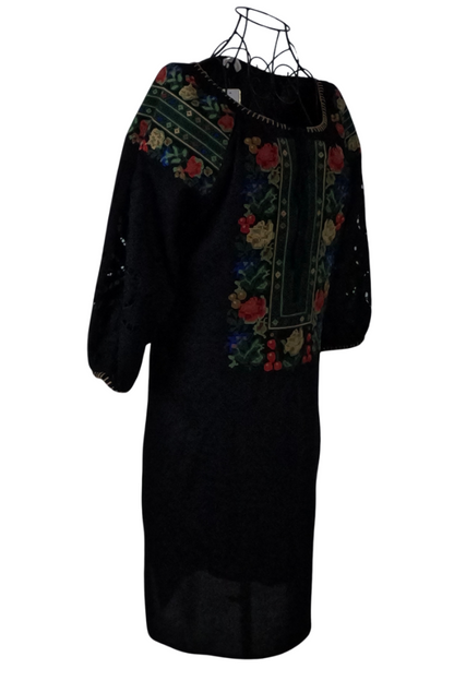 Rochie traditionala R24, negru/albastru