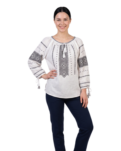 Bluza dama IL26 alb/gri